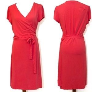 Coral cotton jersey wrap dress